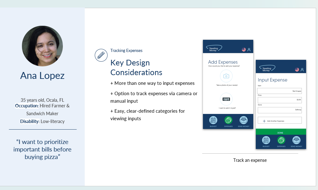Key design considerations — tracking expenses